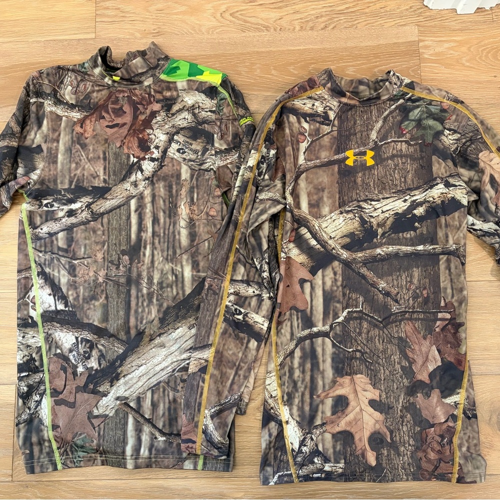 Under Armour mens Woodland Camo Long Sleeve Tees size small.